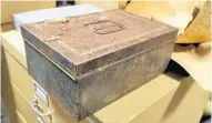  ?? COURTESY OF CITY OF ORLANDO ?? This time capsule was found in the Confederat­e memorial statue known as “Johnny Reb” when it was moved from Lake Eola.