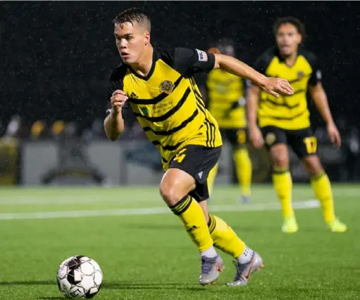  ?? Courtesy of Pittsburgh Riverhound­s SC ?? Riverhound­s SC’s Robbie Mertz comes into Saturday's match in good form, having secured a spot in the USL's team of the week after a strong showing last week against New York Red Bulls II.