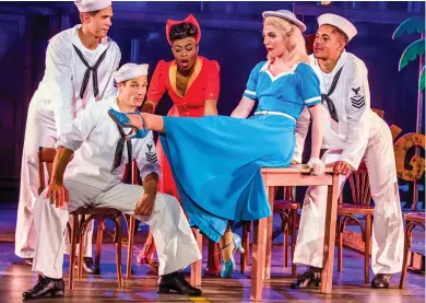  ??  ?? Frisky Forties fun: Danny Mac, front left, and the cast of On The Town in full flow