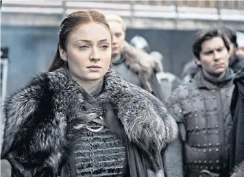  ??  ?? Sophie Turner returns as Sansa Stark in the final series of Game of Thrones (above); Charlotte Ritchie stars in Ghosts (below left)