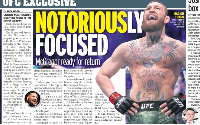  ??  ?? MAC ON TRACK Mcgregor is set for his first bout in 12 months