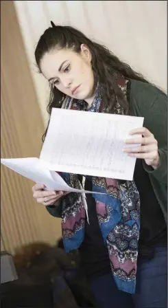  ??  ?? Kim Smart rehearsing for the new play Seraphina