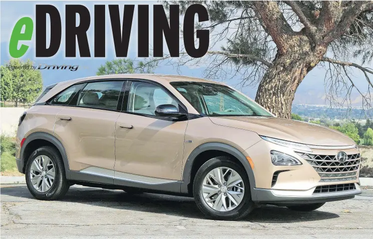  ?? PHOTOS: GRAEME FLETCHER/DRIVING.CA ?? The 2019 Hyundai Nexo’s fuel cell and battery work with an electric motor that twists out 161 horsepower and 291 pound-feet of torque.
