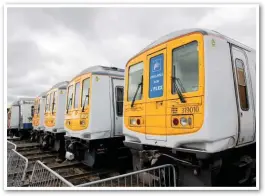  ?? JACK BOSKETT/ RAIL. ?? A line-up of Class 319 units ready and waiting to be converted into Porterbroo­k Class 769 Flex bi-modes. They all displayed the sign ‘Reserved for Flex’ or ‘Available for Flex’ throughout the duration of the show.