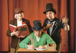  ?? GUY RHODES ?? From left, Jeannie Rapstad, Philip Potempa and Tony Panek recently pose for a portrait promoting the upcoming staged reading of “A Christmas Carol” by Charles Dickens at the Center for Visual and Performing Arts in Munster.