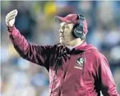  ?? MICHAEL DWYER/AP ?? FSU coach Jimbo Fisher wants his players to know they’ll face “a great team” Saturday when they visit Clemson.