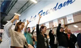  ??  ?? Voters indicate their support for Pete Buttigieg during voting inside the caucus at Liberty high school in Henderson, Nevada. Photograph: Patrick T Fallon/Reuters