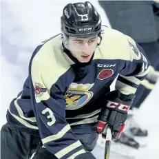  ?? DAVE CHIDLEY/THE CANADIAN PRESS ?? Windsor Spitfires’ Gabriel Vilardi skates during the warm-up prior to Memorial Cup round robin hockey action in Windsor, Ont., on May 19.