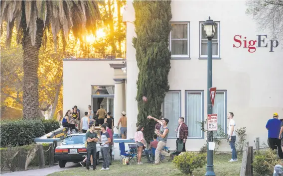  ?? Santiago Mejia / The Chronicle ?? UC Berkeley student leaders have suspended parties at fraterniti­es and sororities after two women said they were sexually assaulted at off-campus Greek events.