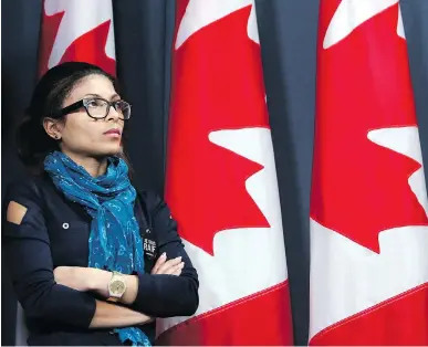  ?? CANADIAN PRESS FILES ?? Ensaf Haidar, wife of jailed Saudi blogger Raif Badawi, takes part in a news conference in Ottawa in January. Irwin Cotler says her courage and strength remind him of the spouses of other political prisoners on whose behalf he has advocated.