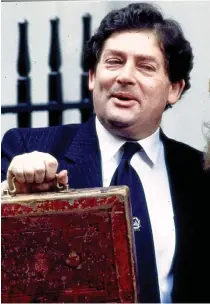  ?? ?? Lauded: Nigel Lawson with his Budget red box