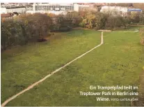  ?? FOTO: GATEAU/DPA ?? Ein Trampelpfa­d teilt im Treptower Park in Berlin eine Wiese.