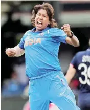  ?? PIC/AP/PTI ?? Jhulan Goswami celebrates after dismissing England’s Natalie Sciver during the Women’s World Cup final match