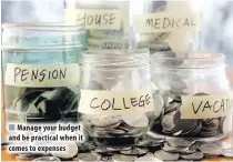  ??  ?? Manage your budget and be practical when it comes to expenses