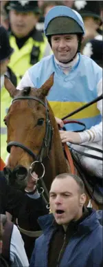  ??  ?? Conor O’Dwyer after winning the Cheltenham Champion Hurdle with Hardy Eustace in 2005.