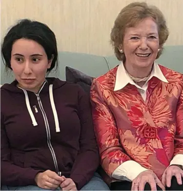  ??  ?? Controvers­ial photograph­s: Princess Latifa with former president Mary Robinson