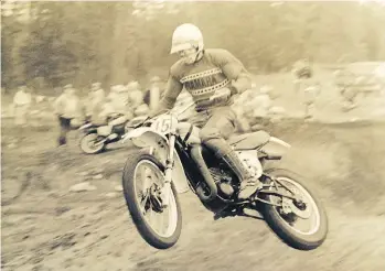  ??  ?? Larry MacKenzie catches some air back in the day. On Sept. 24 he will be inducted into the Greater Vancouver Motorsport Pioneer Society.