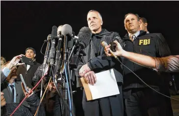  ?? RICARDO B. BRAZZIELL / AMERICAN-STATESMAN ?? The suspect in a string of bombings in Austin is dead, interim Austin Police Chief Brian Manley confirmed early Wednesday. Investigat­ors identified several leads but the case really broke in the past 24 to 36 hours, Manley said.