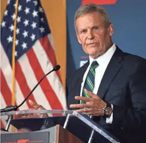  ?? STEPHANIE AMADOR / THE TENNESSEAN ?? Gov. Bill Lee proposes a statewide school choice program, Education Freedom Scholarshi­p Act, last year in 2022 at the Tennessee State Museum in Nashville.