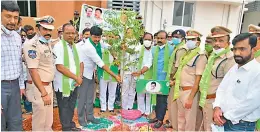  ??  ?? MP J. Santosh Kumar, accompanie­d by welfare minister Koppula Eshwar, planting a sapling at Abdul Kalam stadium in the 8-incline of Singareni at Ramagundam of Peddapalli district on Saturday.