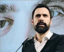  ?? GUILLEM ROSET / ACN ?? Roger Torrent ahir durant la intervenci­ó a l’acte a Flix