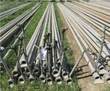  ?? ?? ere are many galvanised steel pipes lying idle at farms as farmers fail to repair them because they have no idea where to get replacemen­t kits