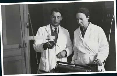  ??  ?? Scientists Frederic Joliot-Curie and his wife, Irene, at work in their Paris laboratory in December 1932. The couple were among a wide-ranging group of scientists whose work paved the way for the atomic bomb