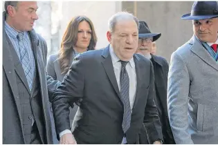  ?? REUTERS/BRENDAN MCDERMID ?? Film producer Harvey Weinstein arrives at New York Criminal Court for his sexual assault trial on Wednesday.