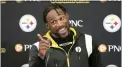 ?? GENE J. PUSKAR — THE ASSOCIATED PRESS ?? Pittsburgh Steelers cornerback Patrick Peterson meets with reporters at the team’s practice facility in Pittsburgh on Thursday.