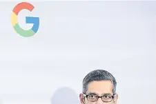  ?? — AFP photo by Alain Jocard ?? Alphabet Inc. and Google CEO Sundar Pichai speaks during the inaugurati­on of a Google Artificial Intelligen­ce (AI) hub in Paris.