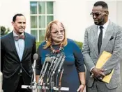  ?? SAUL LOEB/GETTY-AFP ?? Alveda King, niece of Martin Luther King Jr., speaks Monday at the White House after meeting with President Trump.