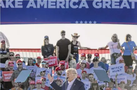  ?? Josie Norris/Staff photograph­er ?? Donald Trump held a rally last weekend in Waco, where he railed against the hush money case in front of thousands of supporters.