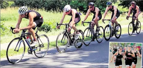  ?? BILDER: LINA SCHUCHMANN ?? Im Windschatt­en: (von links) Patrick Schnetger, Finn Hannawald, Jean-Marico Speldrich, Paul Burow und Vincent Paul vom 1. TCO „Die Bären“auf der Radstrecke des Teamsprint­s in Itzehoe. Kleiner Schubser: Die „Bärinnen“Charlotte Friedrich und Antje...