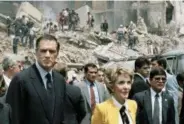  ?? BOB DAUGHERTY — THE ASSOCIATED PRESS FILE ?? In this file photo, first lady Nancy Reagan and U.S. Ambassador to Mexico John Gavin, left, view earthquake damage in Mexico City. Gavin died Friday according to manager Budd Burton Moss, who represents Gavin’s wife, actress Constance Towers. He was 86.