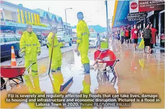  ?? Picture: FILE/SOPHIE RALULU ?? Fiji is severely and regularly affected by floods that can take lives, damage to housing and infrastruc­ture and economic disruption. Pictured is a flood in
Labasa Town in 2020.