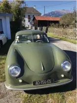  ??  ?? Below, left to right: Original wooden buck used to handbeat the first bodies on display at the museum in Gmünd; a nice souvenir of the Grossglöck­ner climb; blue skies, sunshine and a split-screen coupé. Surely life doesnʼt get much better than this?