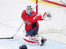  ?? NICK WASS/THE ASSOCIATED PRESS ?? Capitals goaltender Philipp Grubauer was named the starter over Braden Holtby for Game 1 against Columbus.