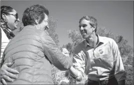  ?? TODD HEISLER / NEW YORK TIMES FILE (2018) ?? Beto O’rourke greets Nov. 6 voters outside of a polling place in El Paso, Texas. During his time in New York, O’rourke developed a repuation as a socially dextrous Texan who could talk to anyone.
