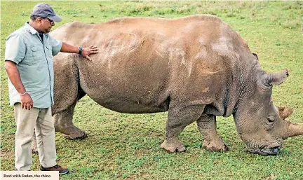  ??  ?? Ravi with Sudan, the rhino