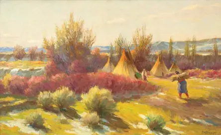  ??  ?? Joseph Henry Sharp (1859-1953), February Chinook, oil on canvas, 20 x 30". Courtesy Scottsdale Art Auction.