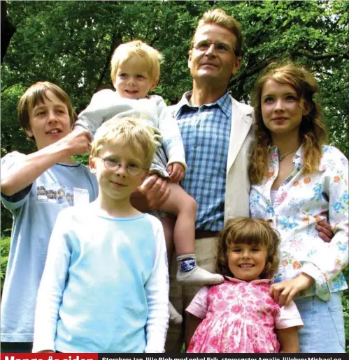  ?? FOTO: POLFOTO/OLE BUNTZEN ?? Storebror Jan, lille Blob med onkel Erik, storesøste­r Amalie, lillebror Michael og Pusle.