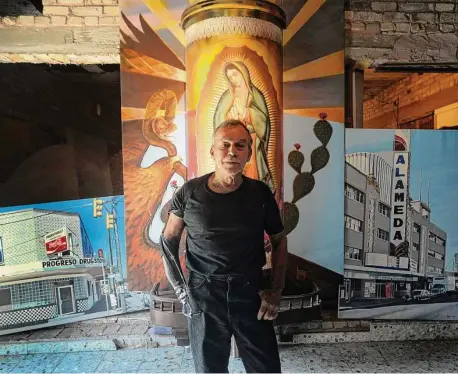  ?? Billy Calzada/Staff photograph­er ?? Artist Jesse Treviño, who lost use of his arm in Vietnam, created prominent works around the city. He died at 76.