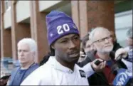  ?? SETH WENIG - THE ASSOCIATED PRESS ?? New York Giants’ Janoris Jenkins speaks to reporters before an NFL football training camp in East Rutherford, N.J., Tuesday, April 24, 2018.