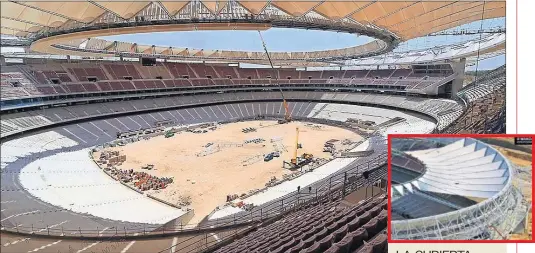  ??  ?? ASPECTO ACTUAL. Los trabajos en el interior del Wanda Metropolit­ano avanzan a marchas forzadas.