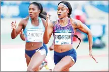  ??  ?? Jamaica’s Elaine Thompson (right), competes during a women’s 100m race at the IAAF Diamond League athletics meeting at Charlety Stadium,
in Paris, France on July 1. (AP)