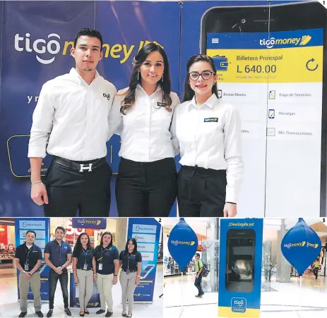  ??  ?? (1) Edwin Idiáquez, Jennifer Ruiz y Andrea Fu en el lanzamient­o de la nueva promoción de Tigo Money. (2) Grey Posadas, Luis Barahona, Katerin Flores, Yaneth Archeaga, Sinara Ordóñez. (3) El lanzamient­o de la nueva promoción se realizó en City Mall.