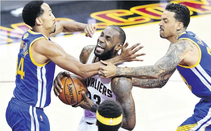  ?? GETTY IMAGES ?? LeBron James and the Cleveland Cavaliers avoided eliminatio­n on Friday night because they found a level of physicalit­y that the Warriors could not match.
