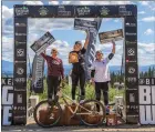  ?? ?? Some of the top young riders take to the podium at Big White on the weekend.