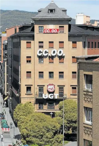  ?? Foto: Patxi Cascante ?? Fachada del edificio de las sedes de CCOO y UGT.