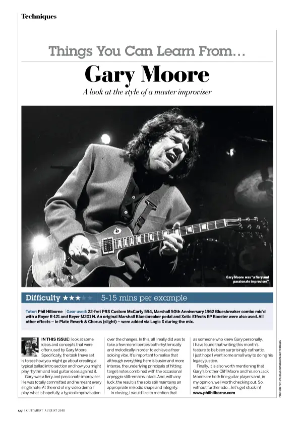  ??  ?? Gary Moore was “a fiery and passionate improviser”
